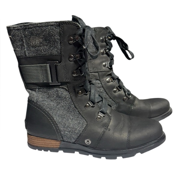 Sorel Women's Major Carly Combat Boot Size 7.5. Leather & Canvas - Picture 3 of 6